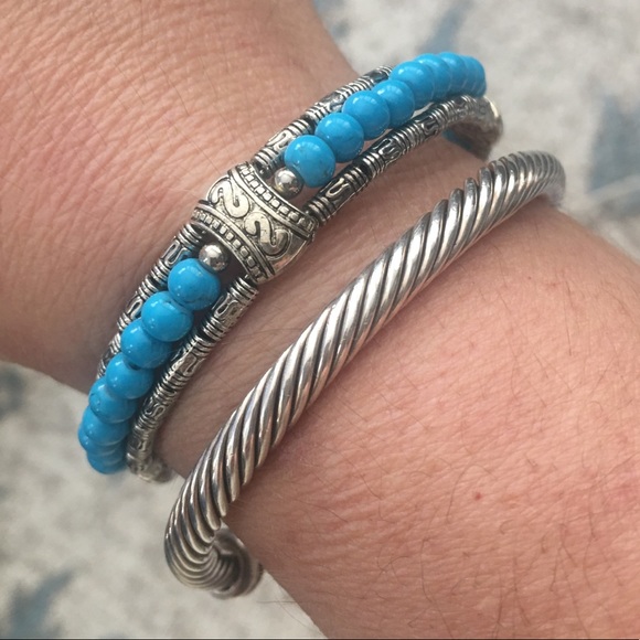 Silver tone & turquoise color bracelet - Picture 2 of 5